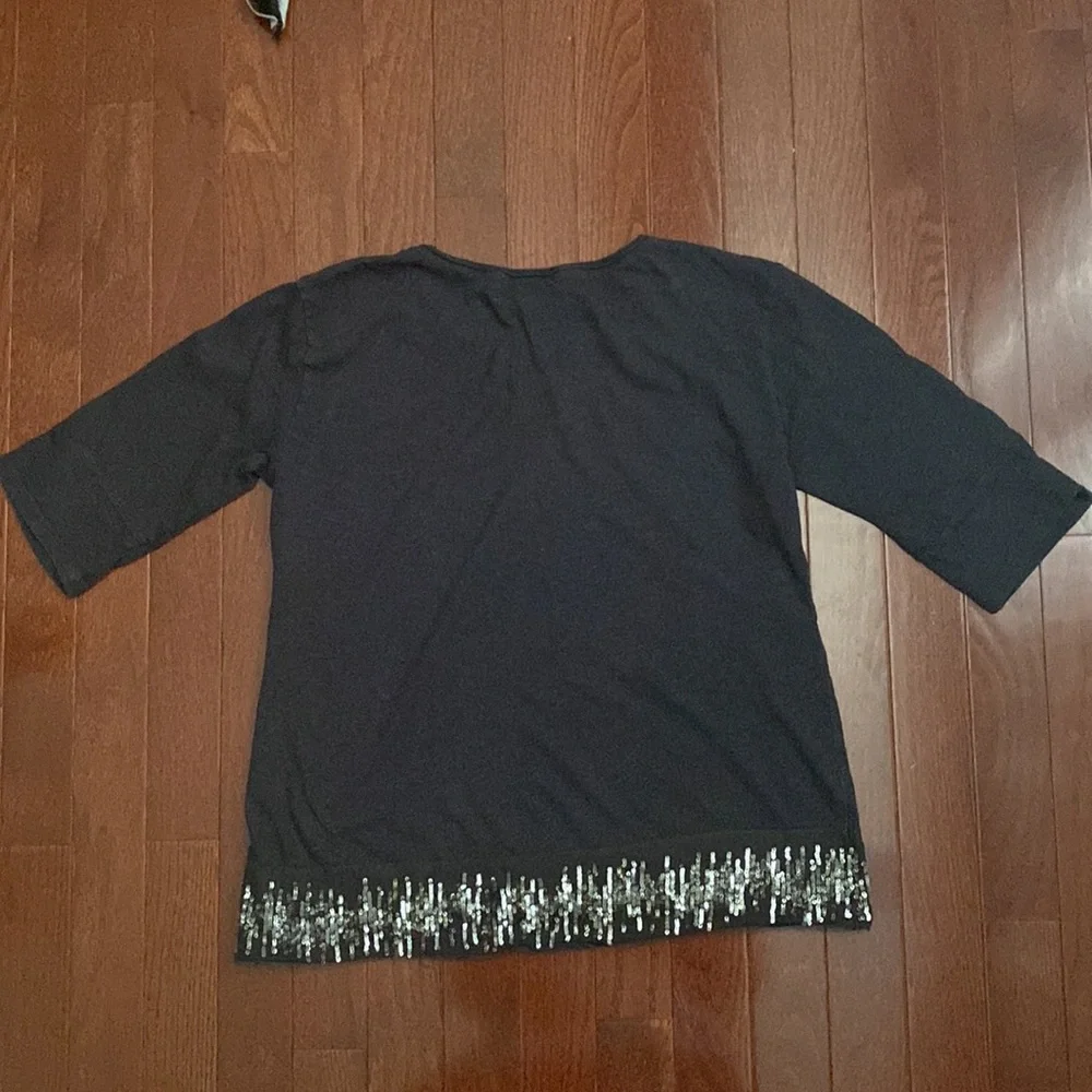Ralph Lauren 3/4 Sleeve Grey Sparkle Trim Shirt